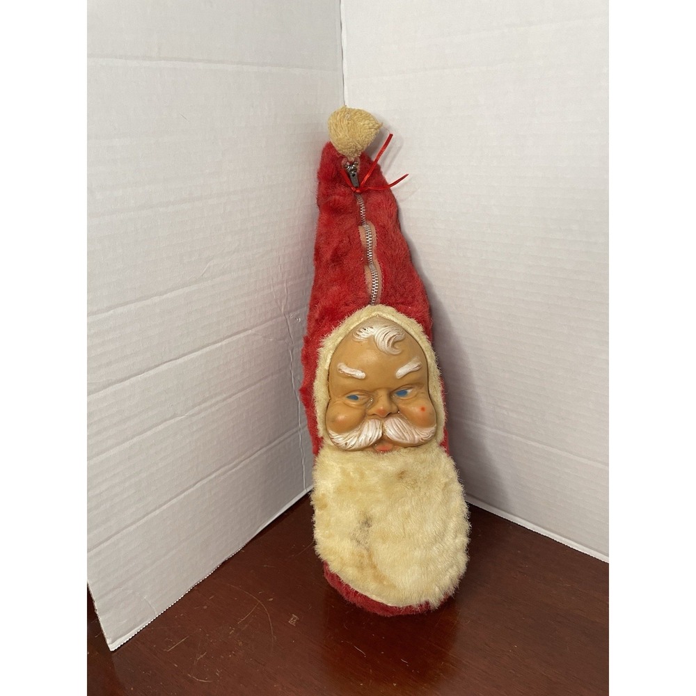 VTG Christmas 1940's 1950's Bijou Toys NY Rubber Face Santa Plush
